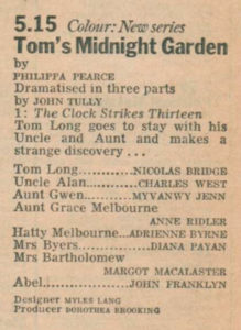 Tom’s Midnight Garden billing in Radio Times 1974